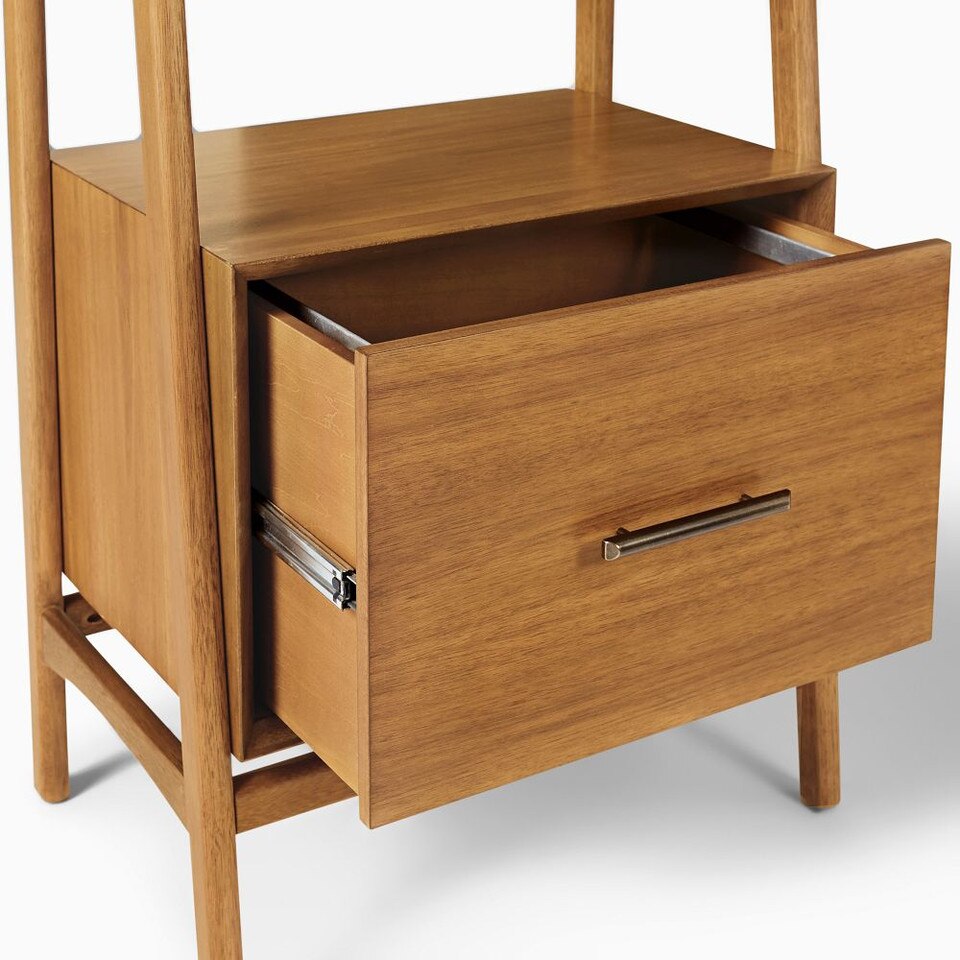 Mid-Century Modern Bookcase Shelf w/ Drawer (56 cm)