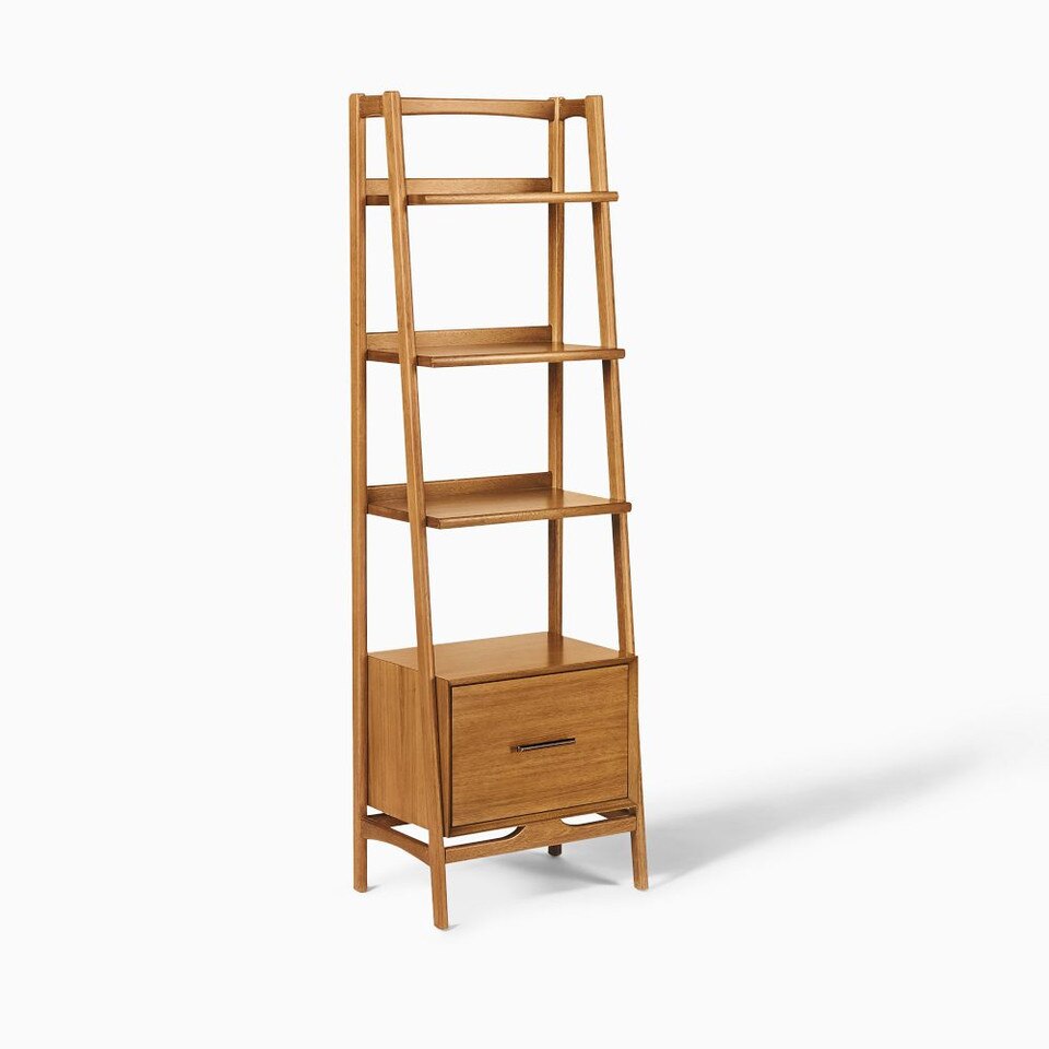 Mid-Century Modern Bookcase Shelf w/ Drawer (56 cm)