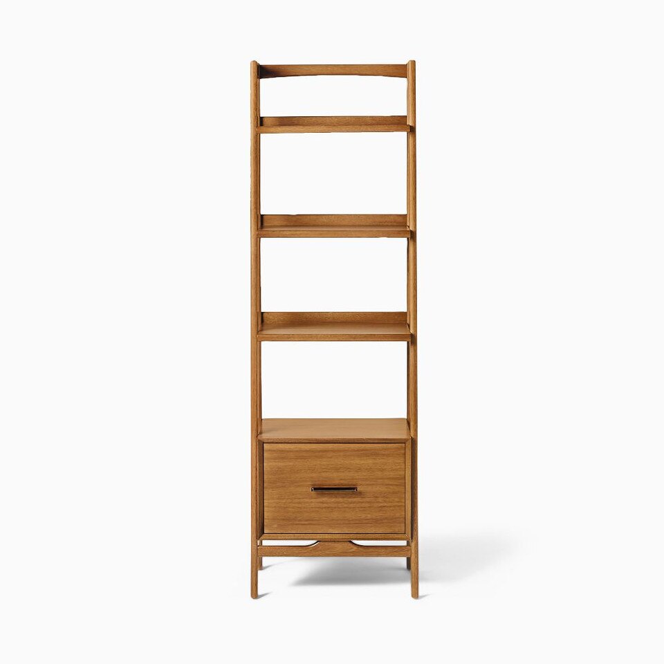 Mid-Century Modern Bookcase Shelf w/ Drawer (56 cm)