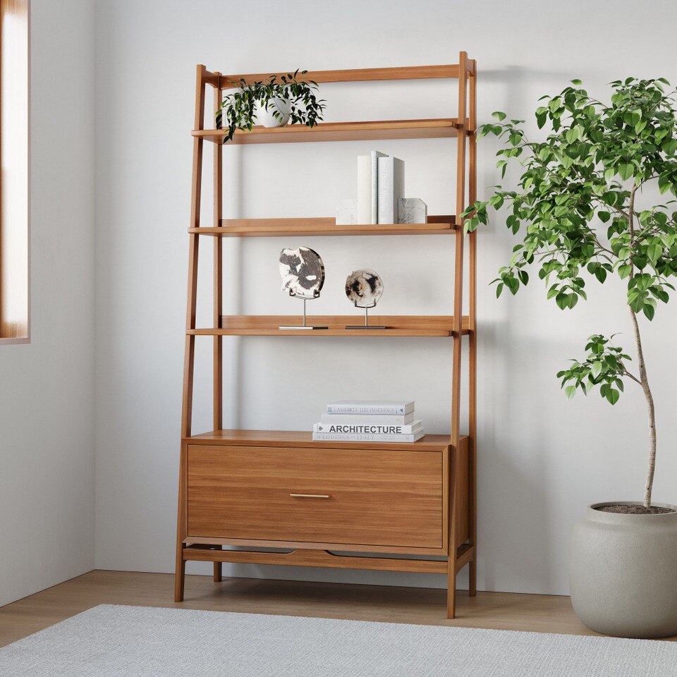 Mid-Century Bookshelf w/ Drawer (97 cm)