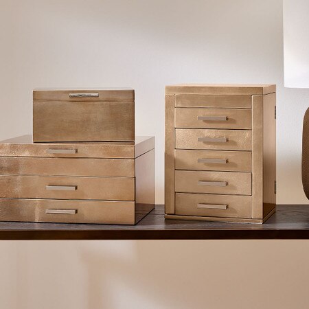 Mid-Century Modern Jewellery Box Large (Champagne Lacquer