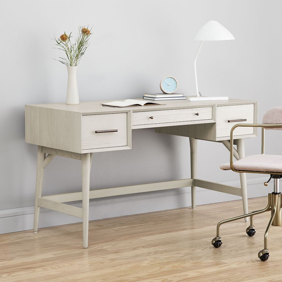 Mid-Century Modern Desk - Pebble (132 cm)