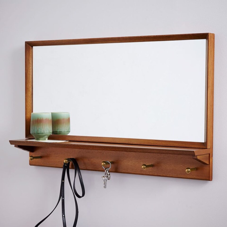Mid-Century Modern Entryway Mirror - Pecan
