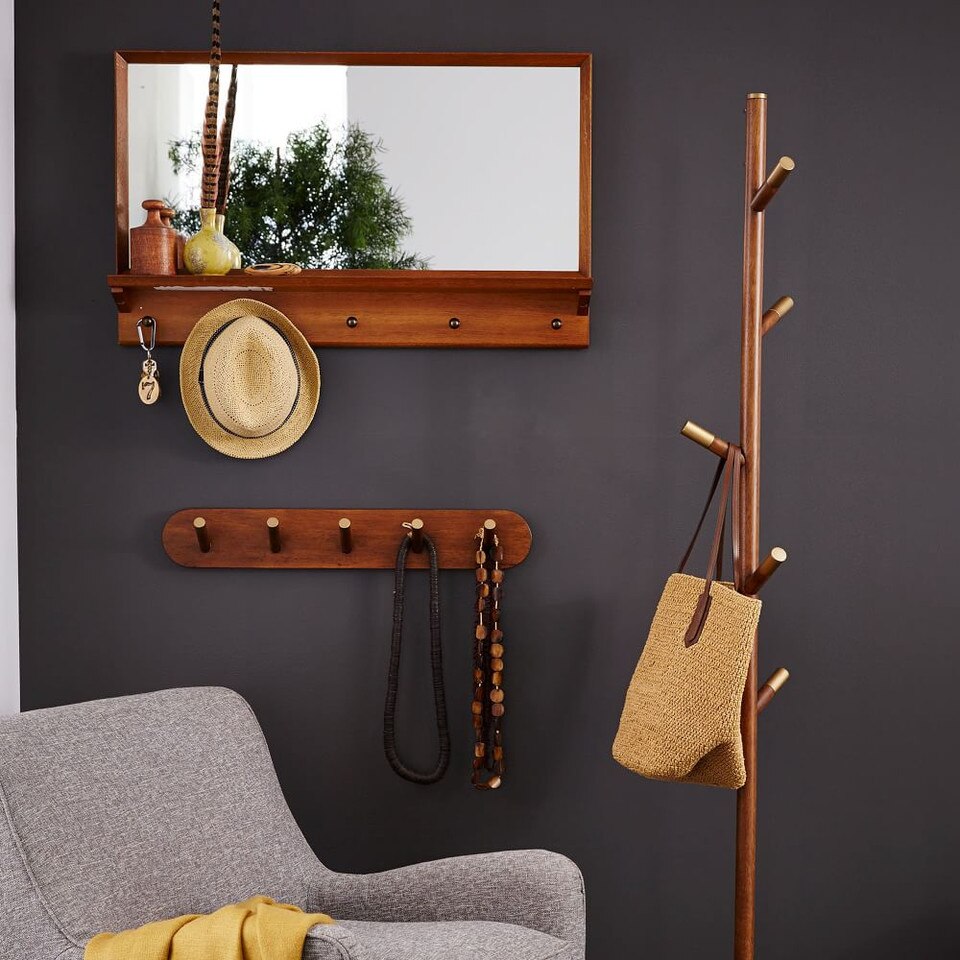 Mid-Century Modern Entryway Mirror - Pecan