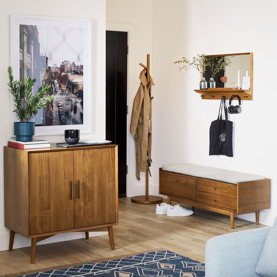 Mid-Century Modern Entryway Mirror - Pecan