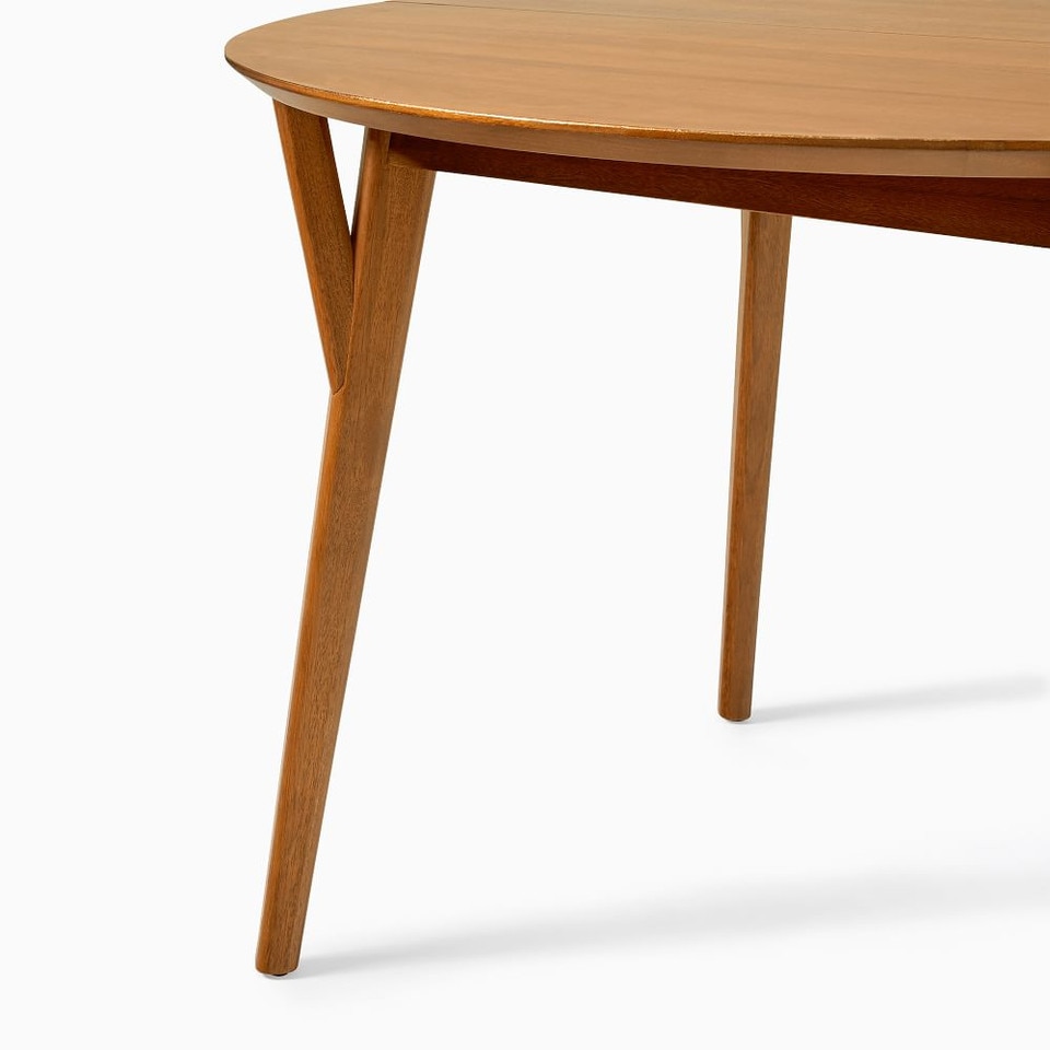 Mid-Century Modern Round Extendable Dining Table