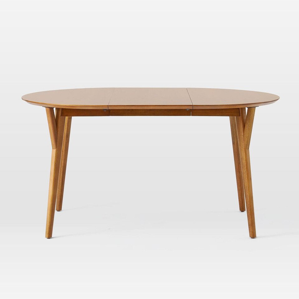 Mid-Century Modern Round Extendable Dining Table