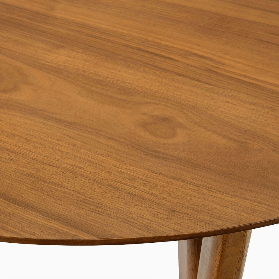 Mid-Century Modern Round Extendable Dining Table