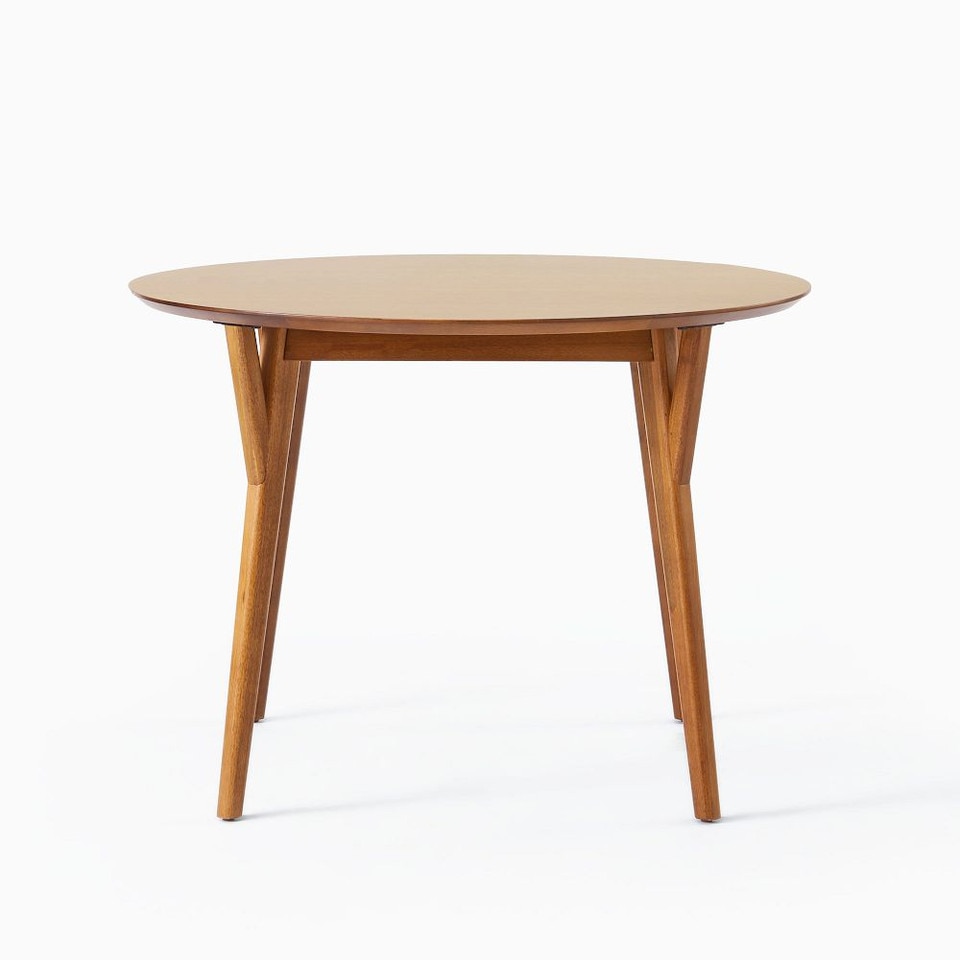 Mid-Century Modern Round Extendable Dining Table