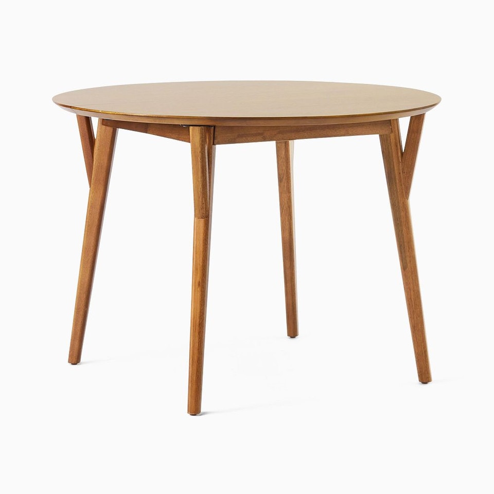 Mid-Century Modern Round Extendable Dining Table
