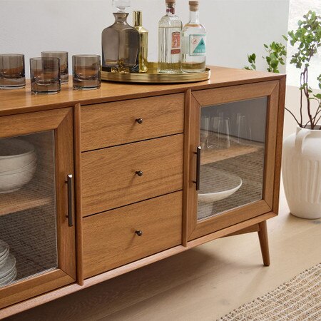 Mid-Century Modern Glass Sideboard Stylish Storage Solution