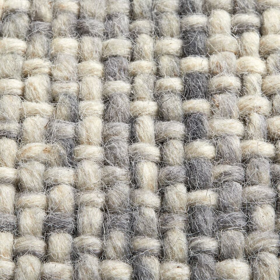 Mid-Century Heathered Basketweave Wool Rug - Steel