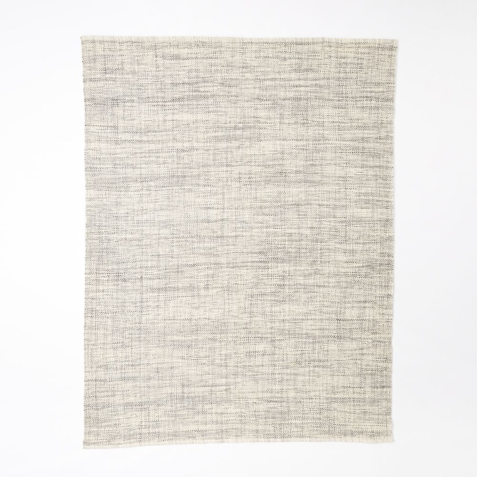 Mid-Century Heathered Basketweave Wool Rug - Steel