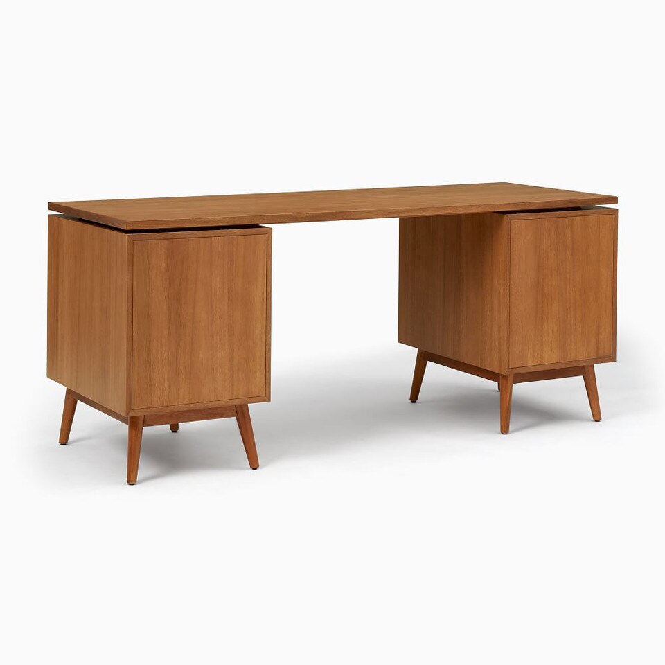 Mid-Century Modern Modular Desk w/ 2 File Cabinets (178 cm)