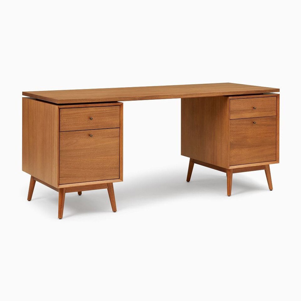 Mid-Century Modern Modular Desk w/ 2 File Cabinets (178 cm)