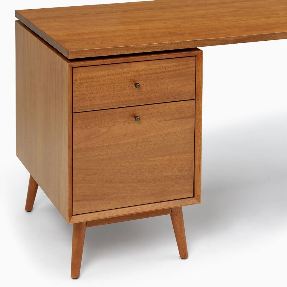 Mid-Century Modern Modular Desk w/ 2 File Cabinets (178 cm)