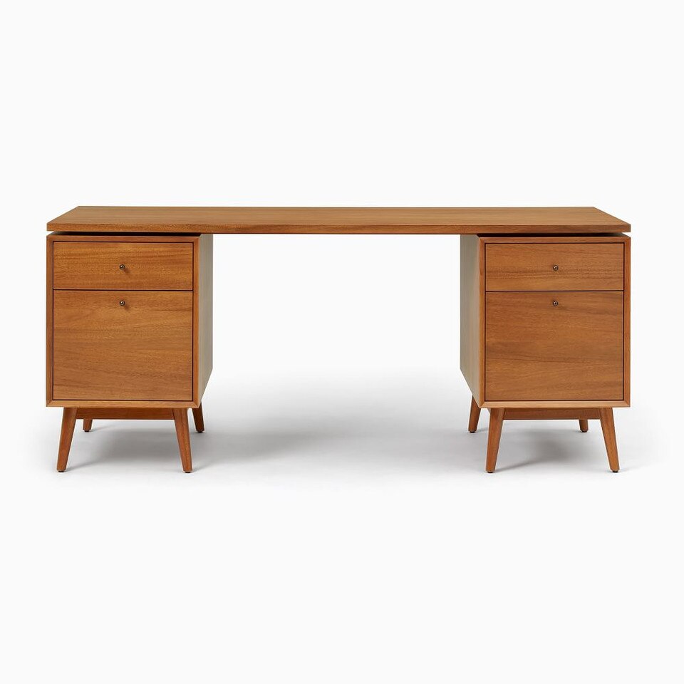 Mid-Century Modern Modular Desk w/ 2 File Cabinets (178 cm)