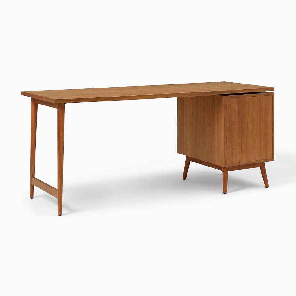 Mid-Century Modern Modular Desk w/ File Cabinet (178 cm)