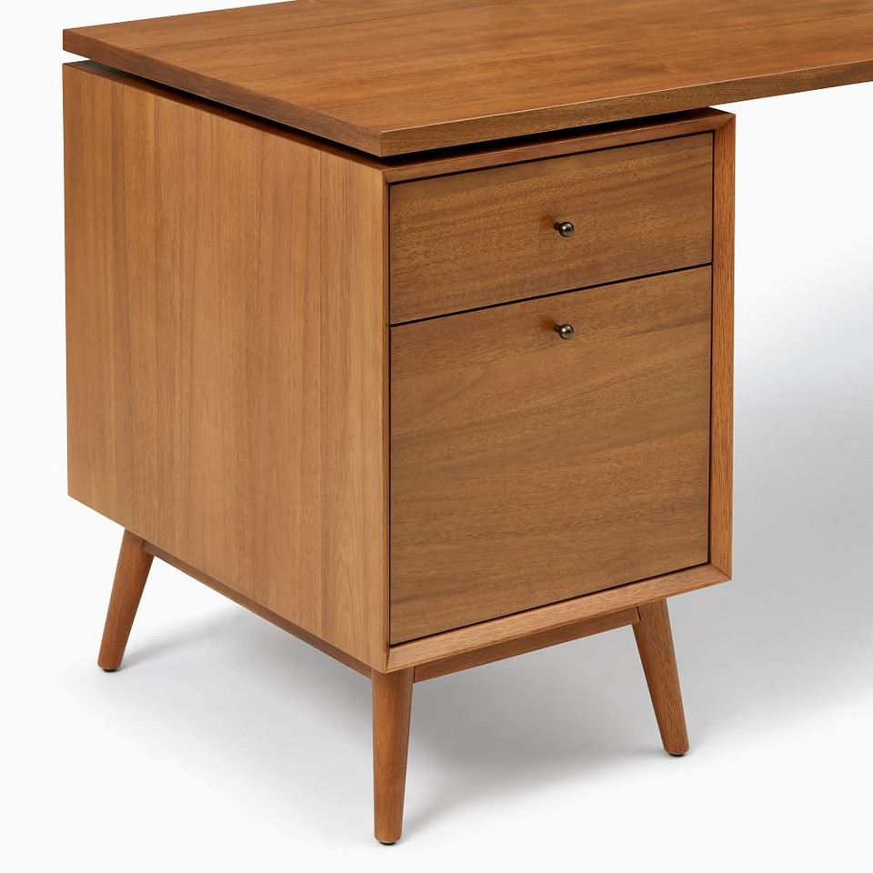 Mid-Century Modern Modular Desk w/ File Cabinet (178 cm)