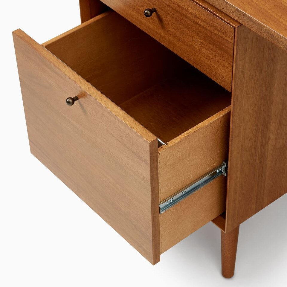 Mid-Century Modern Modular Desk w/ File Cabinet (178 cm)