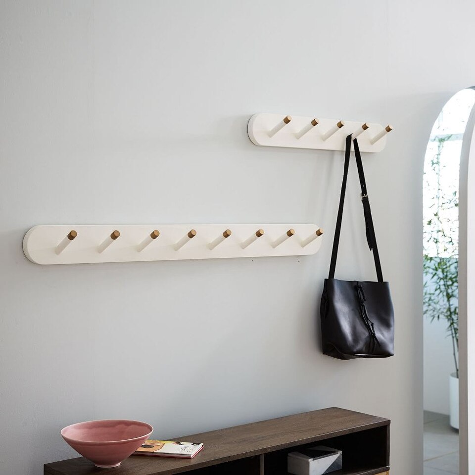 Mid-Century Modern Hook Rack - White