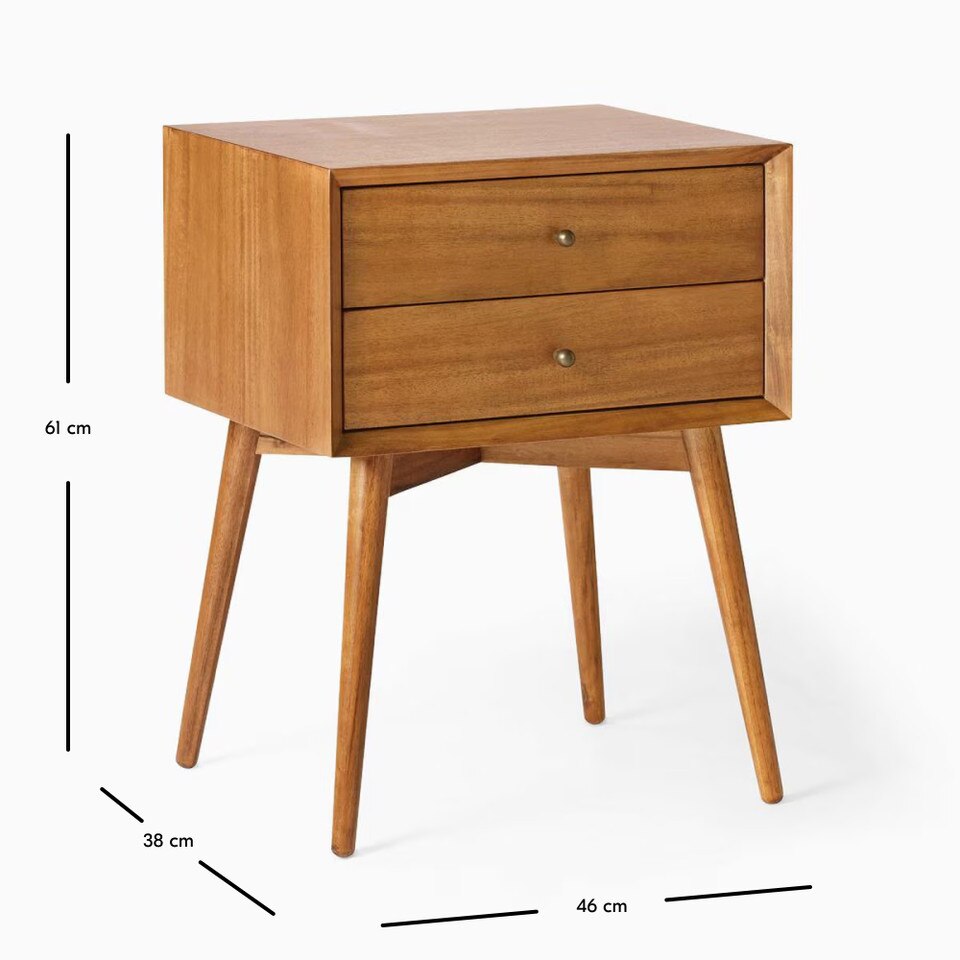 Mid-Century Modern Closed Bedside Table (46 cm)