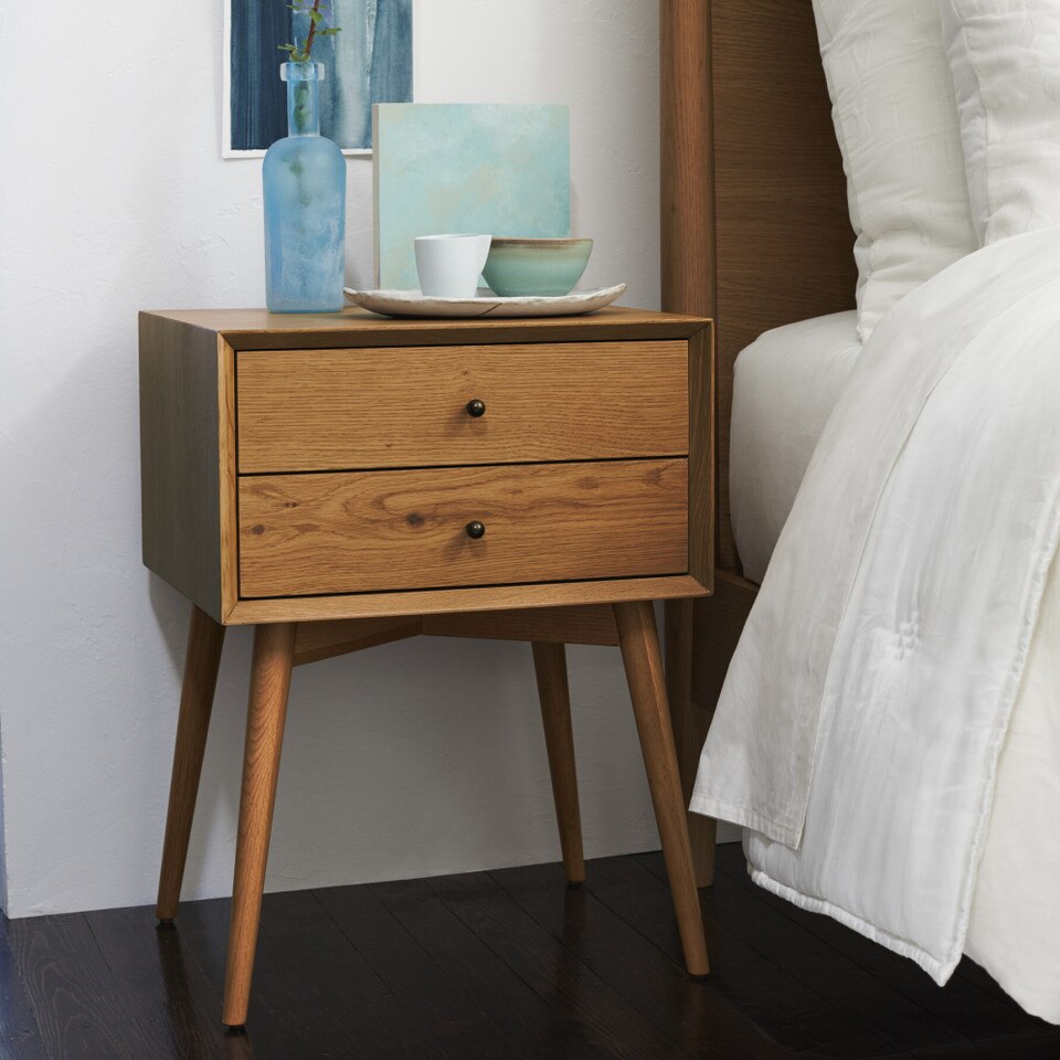 Mid-Century Modern Closed Bedside Table (46 cm)