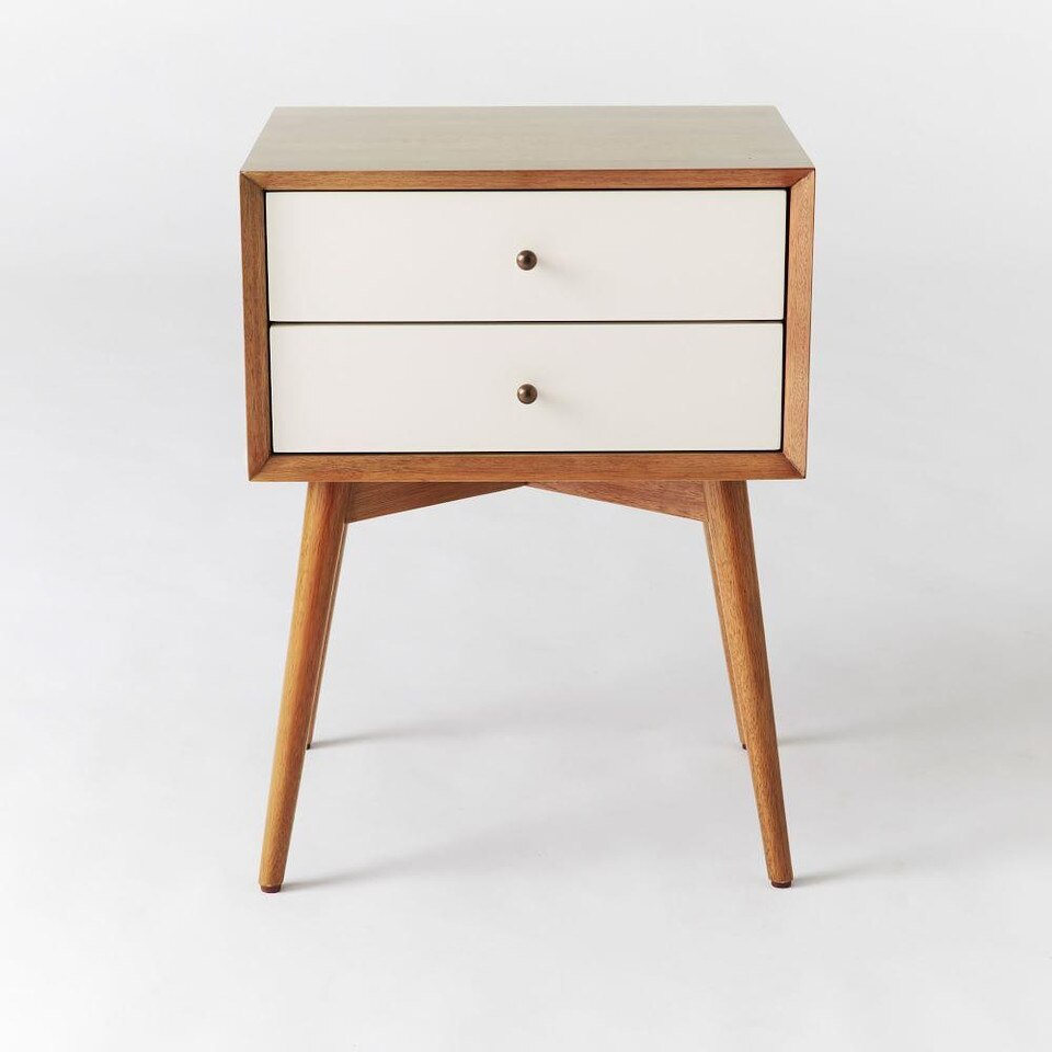 Mid-Century Bedside Table - White + Acorn