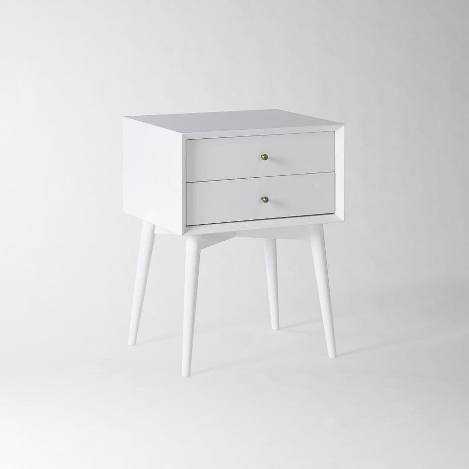 Mid-Century Bedside Table - White
