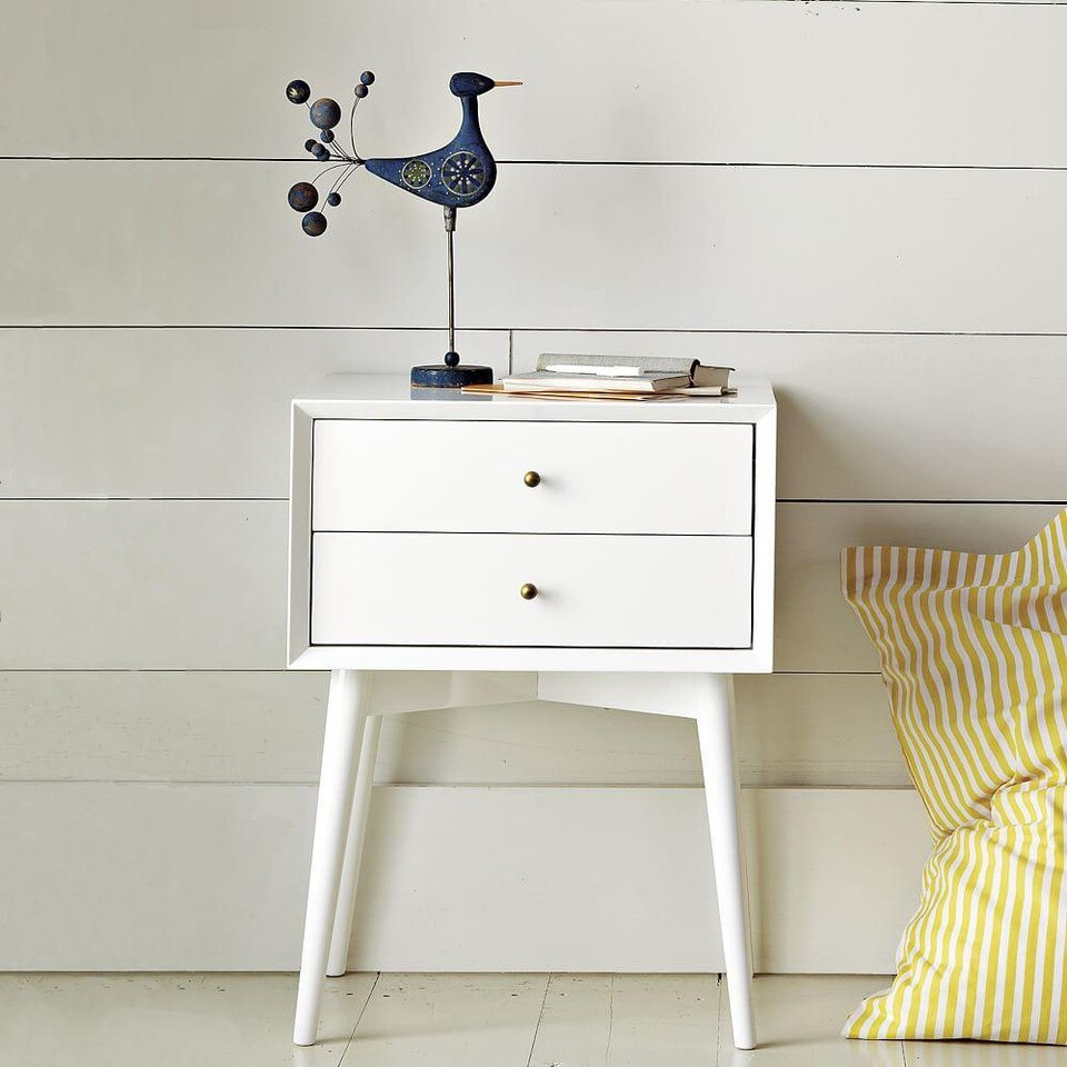 Mid-Century Bedside Table - White
