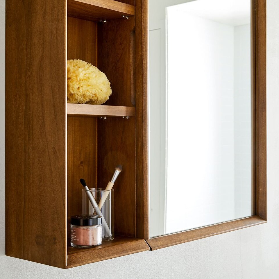 Mid-Century Modern Bathroom Cabinet w/ Shelves