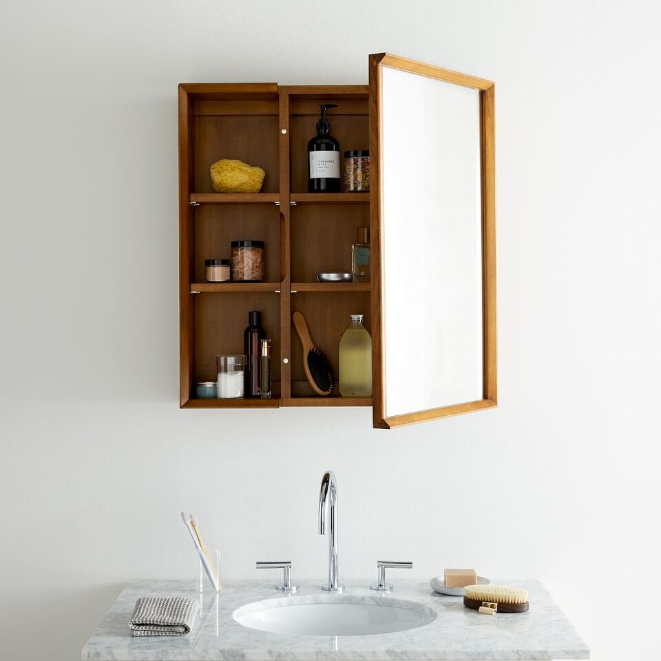 Mid-Century Modern Bathroom Cabinet w/ Shelves