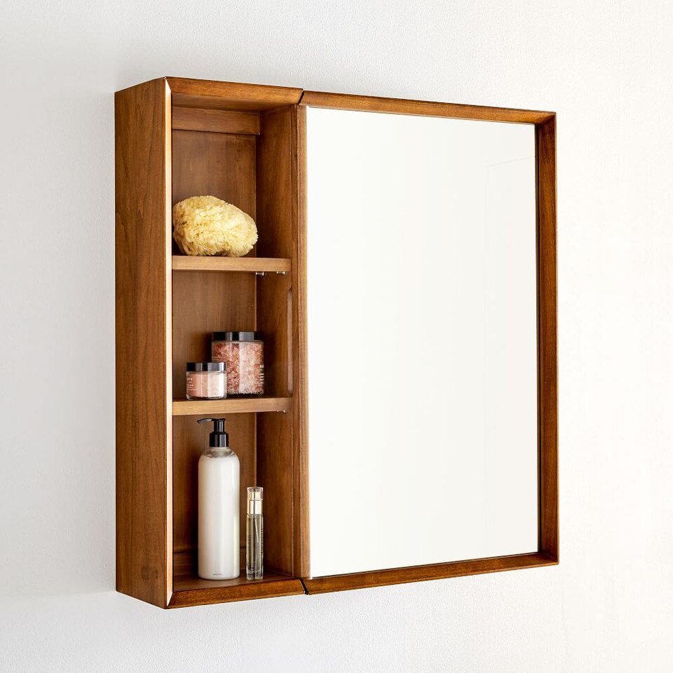 Mid-Century Modern Bathroom Cabinet w/ Shelves
