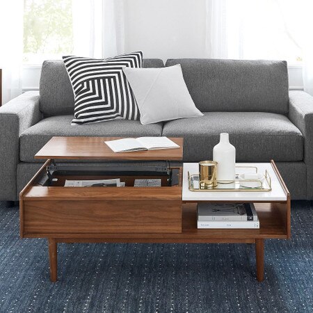 Round Coffee Table Set Of 2 Circle Cocktail Table With Storage Basket
