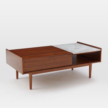 Mid Century Pop Up Storage Coffee Table West Elm United Kingdom Mid Century Pop Up Storage Coffee Table, Danish Modern Coffee Table With Shelf