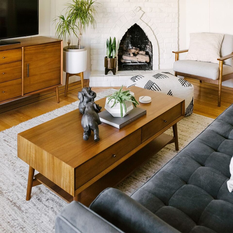 Mid-Century Modern Storage Coffee Table (122 cm)
