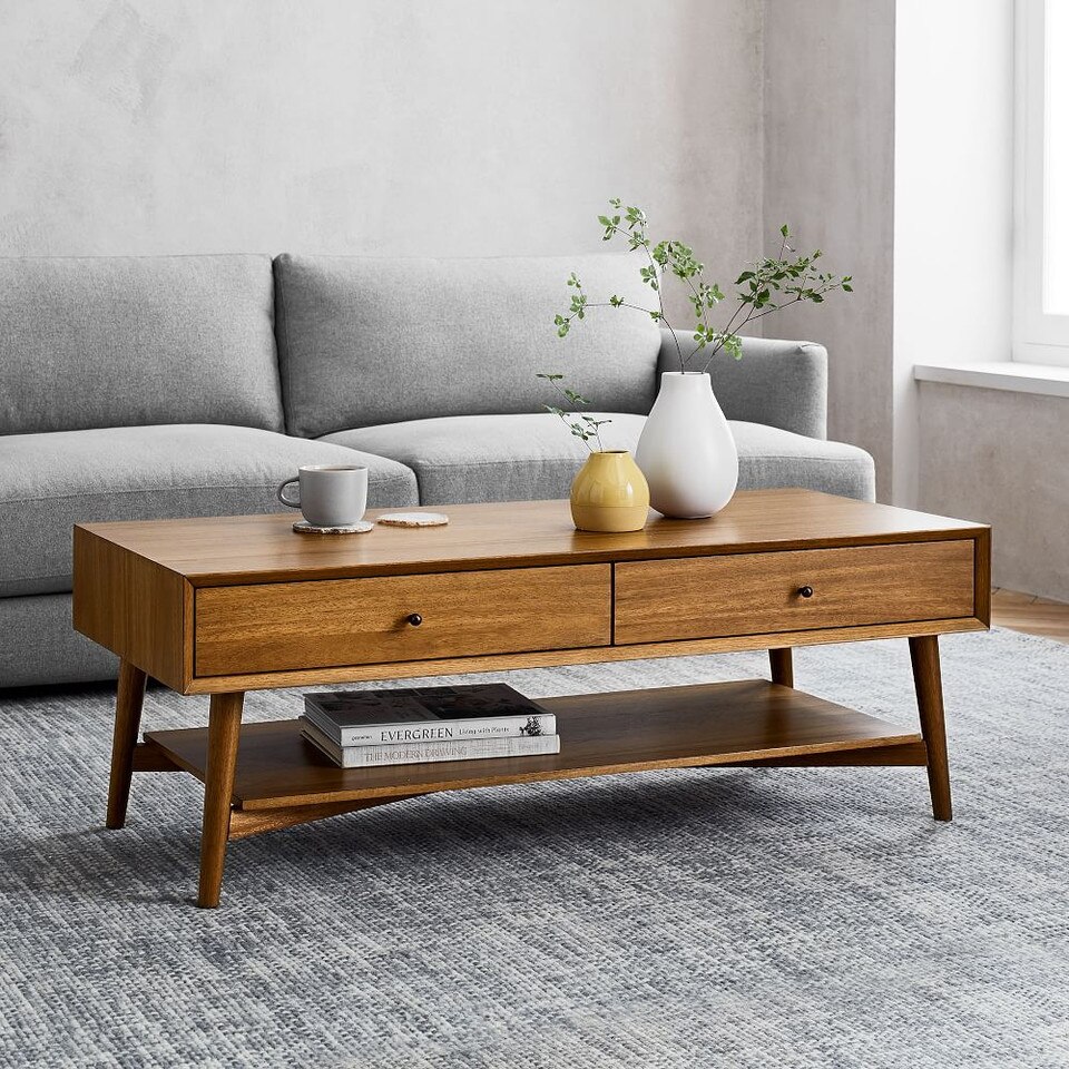 Mid-Century Modern Storage Coffee Table (122 cm)