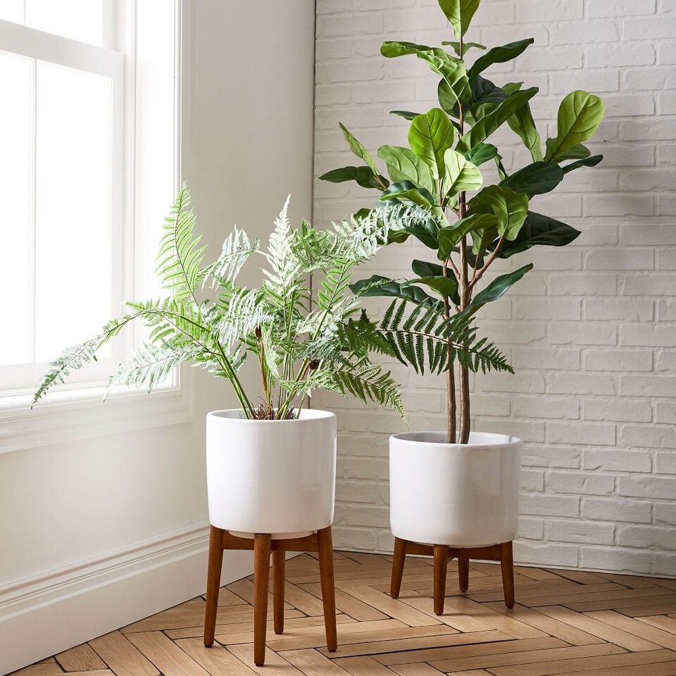 Mid-Century Turned Wood Planters