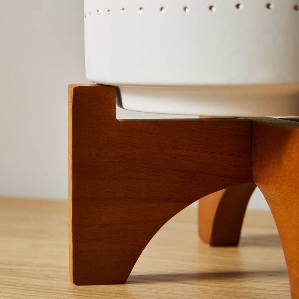 Mid-Century Modern Turned Wood Leg Tabletop Planters - Black/Gold