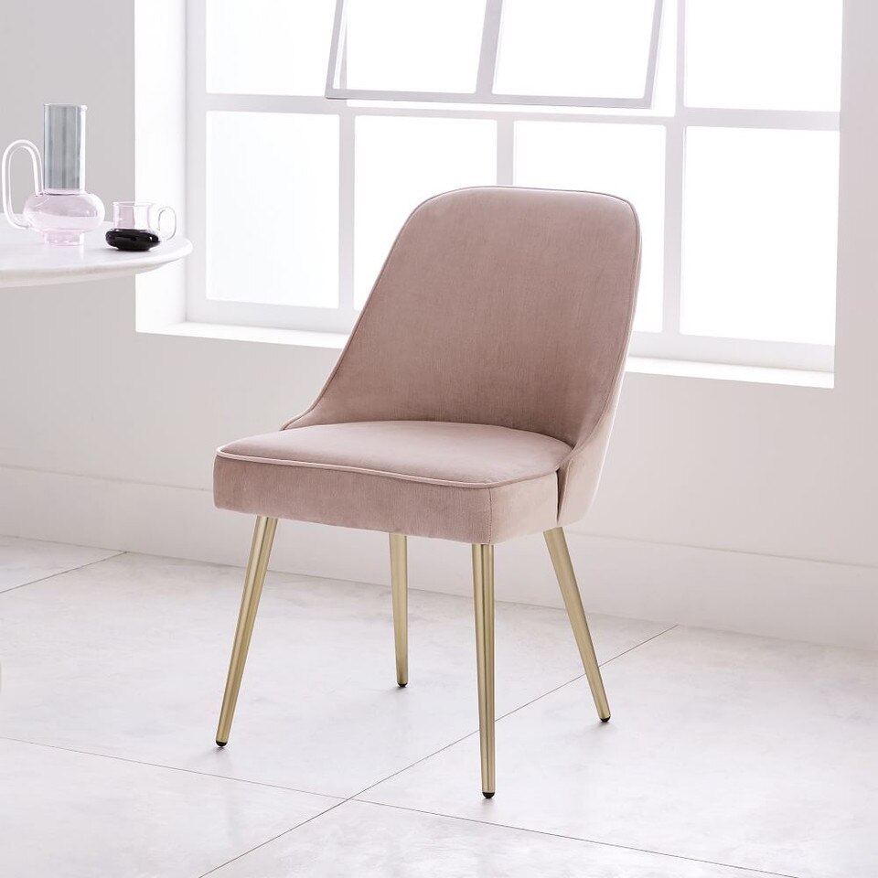 midcentury upholstered dining chair  velvet