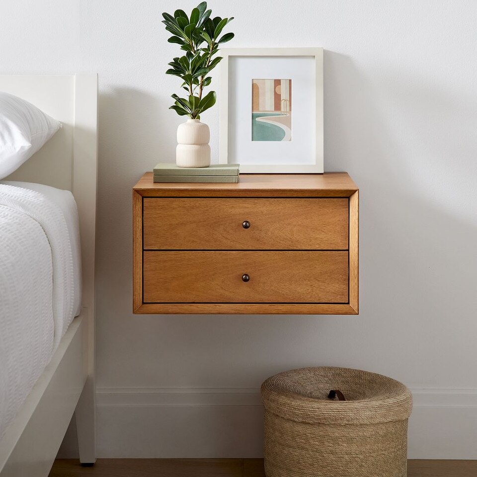 Mid-Century Modern Wall-Mounted Bedside Table (46 cm) - Acorn
