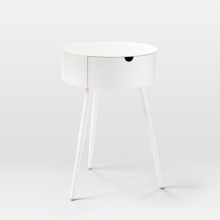Mitzi Bedside Table White West Elm United Kingdom Mitzi Bedside Table White West Elm, White Round Bedside Table With Drawer
