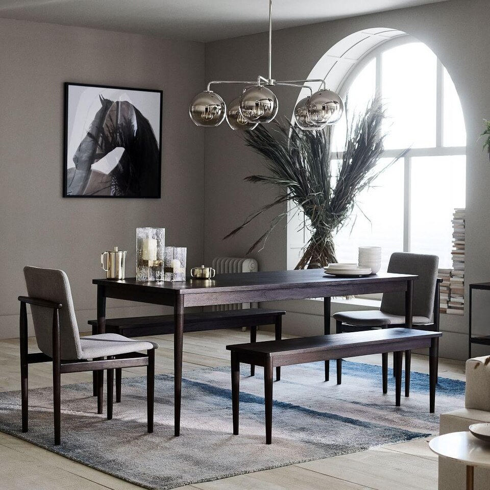 Modern Farmhouse Dining Bench - Dark Mineral