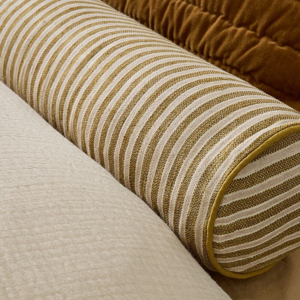 Modern Silk Stripe Bolster Cushion