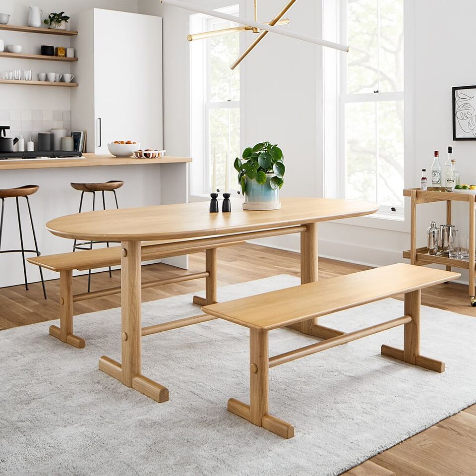 New Modern Trestle Dining Table with Simple Decor