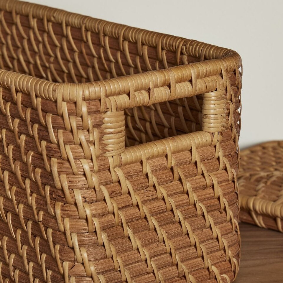 Modern Weave Rattan Lidded Baskets