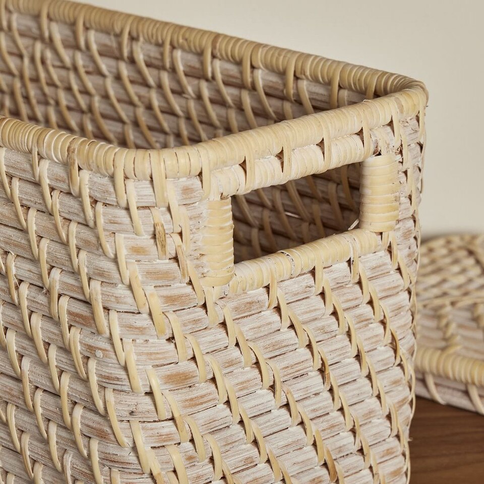 Modern Weave Rattan Lidded Baskets