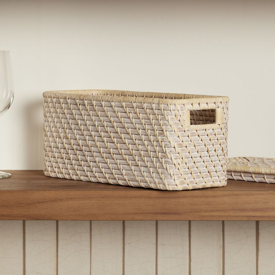 Modern Weave Rattan Lidded Baskets