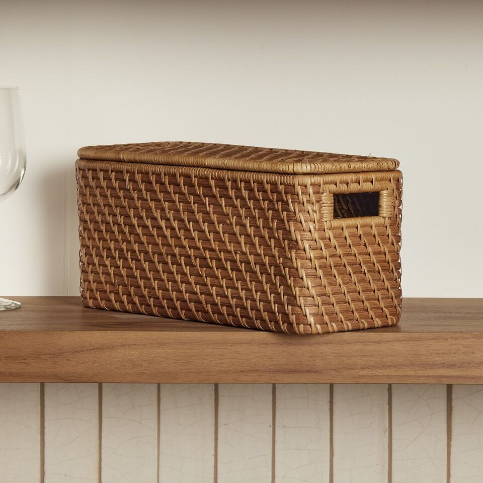 Modern Weave Rattan Lidded Baskets