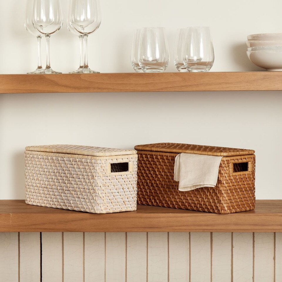 Modern Weave Rattan Lidded Baskets